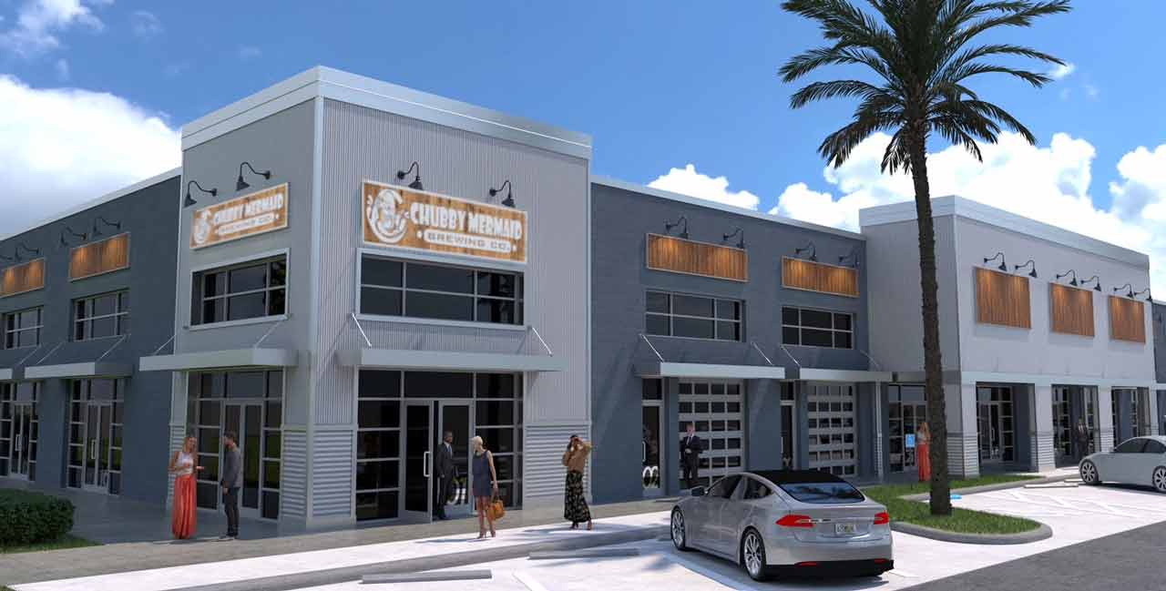 Chubby Mermaid Brewing taproom buildout in Bonita Springs, Florida, permitted by Fort Construction