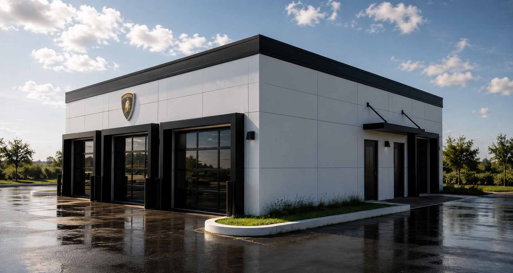 Lamborghini Naples dealership accessory and service building in Naples, Florida, built by Fort Construction