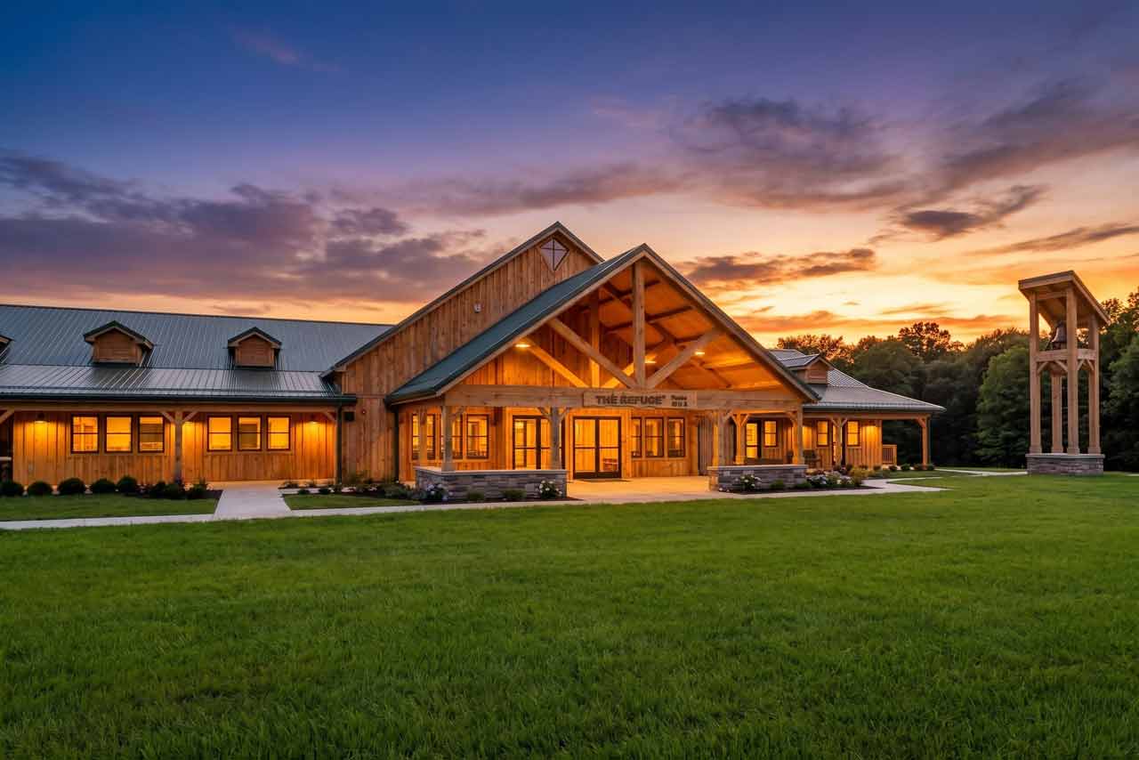 Pine Springs Camp dining hall and kitchen built by Fort Construction in Jennerstown, Pennsylvania