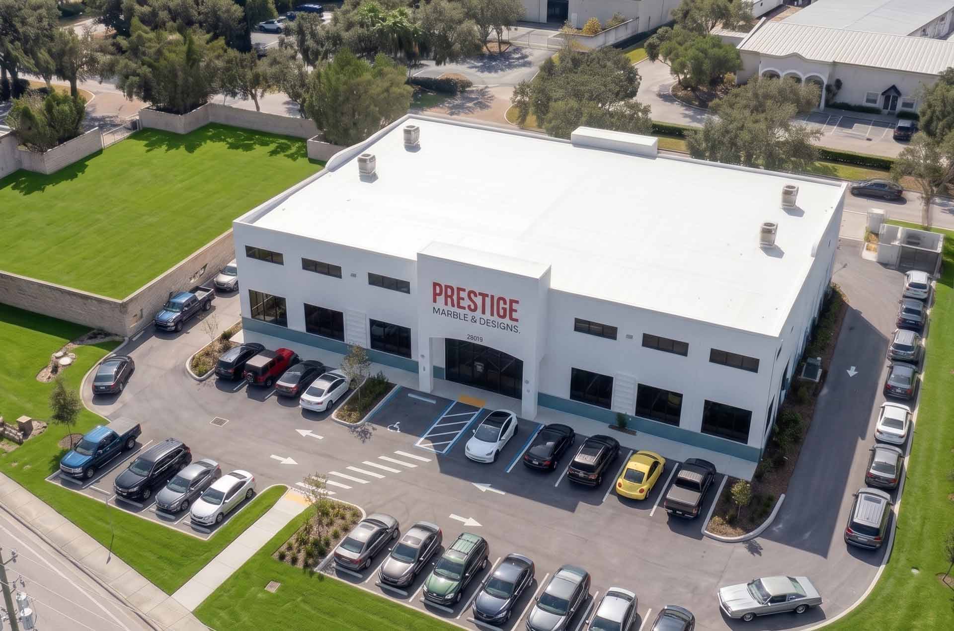 Prestige Marble & Granite showroom and warehouse building in Bonita Springs, Florida, built by Fort Construction